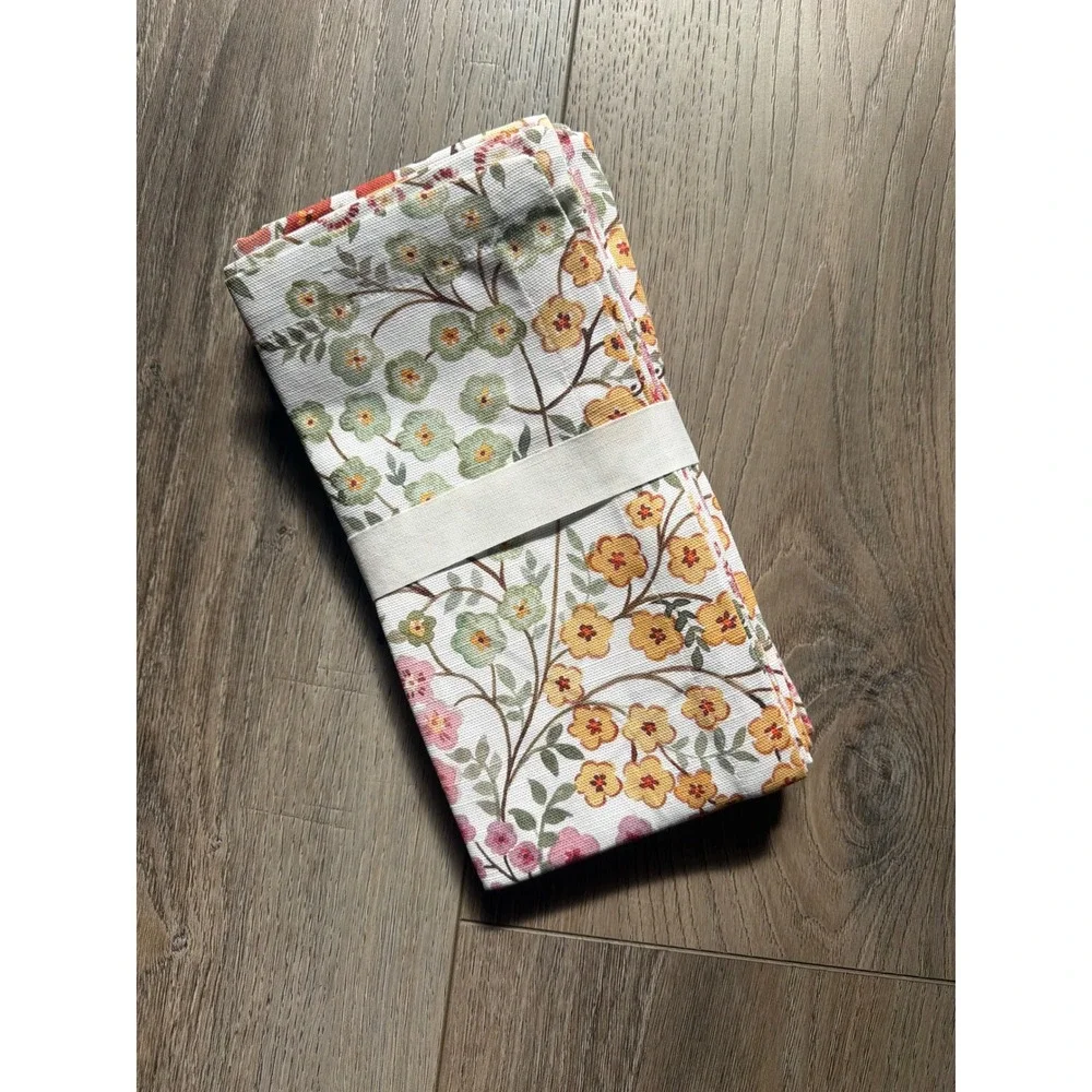 Pottery Barn Flowervine Napkins Set of 4 Pink Floral Botanical 20x20 New
